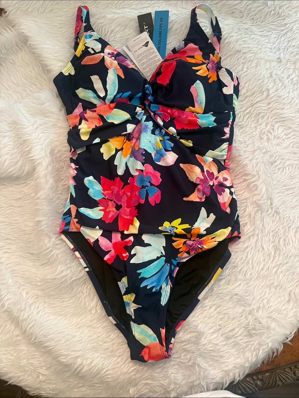 Floral One-Piece Swimsuit - Navy Multicolor